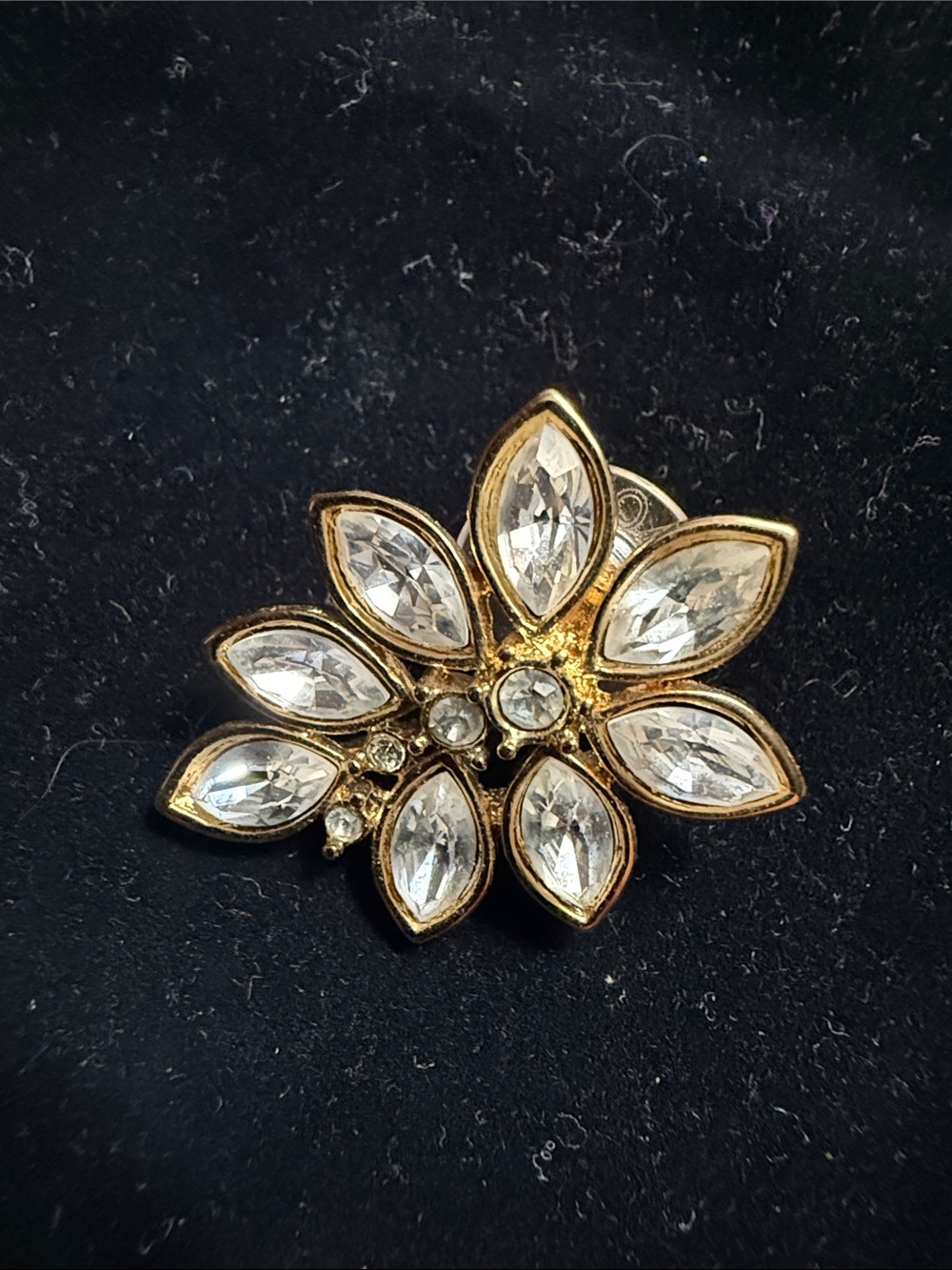 Gold-Tone Clear Crystal Flower Brooch - Women Jewelry